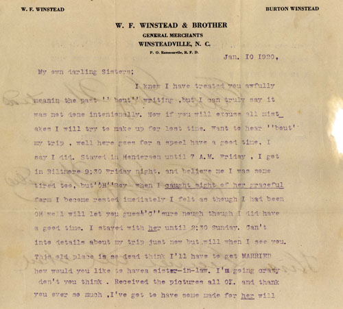 Letter from Ellis to his sisters, page 1.