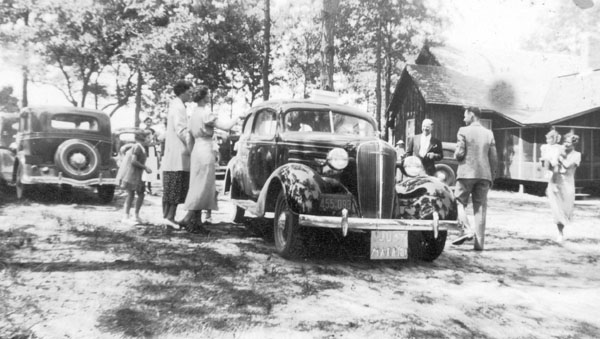 Mildred and Robert leaving on their honeymoon.